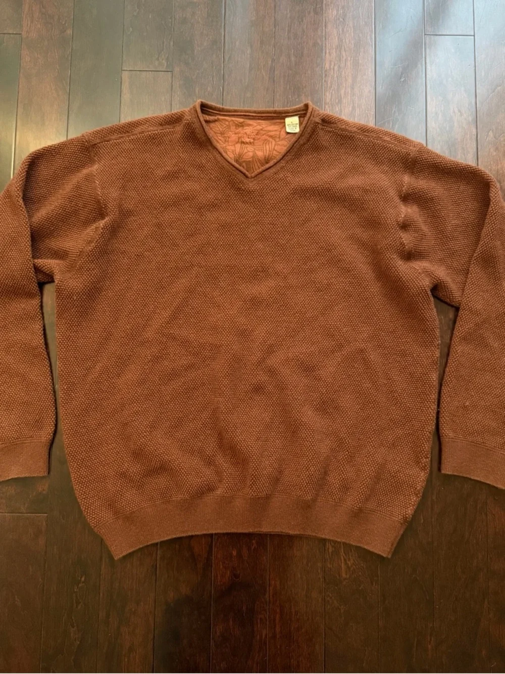 Tommy Bahama Men's Sweater Size L Wool Cotton Pullover V Neck Brown